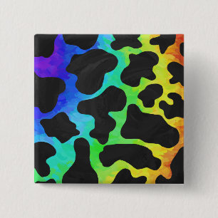 Cow Black and Rainbow Gifts 2 Inch Square Button