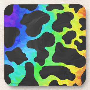 Cow Black and Rainbow Gifts Coaster