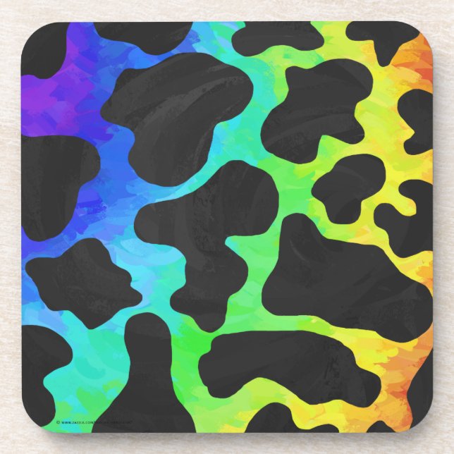 Cow Black and Rainbow Gifts Coaster (Front)
