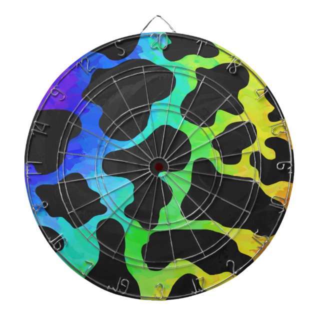 Cow Black and Rainbow Gifts Dartboard (Front)