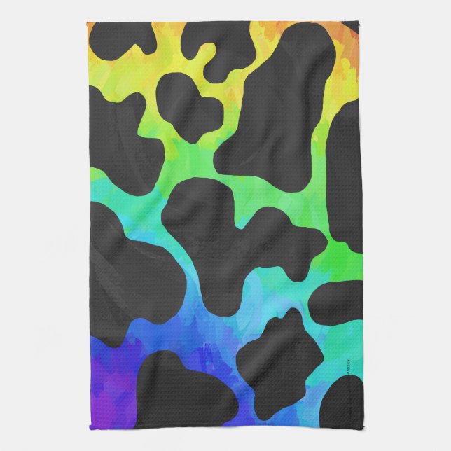 Cow Black and Rainbow Gifts Kitchen Towel (Vertical)