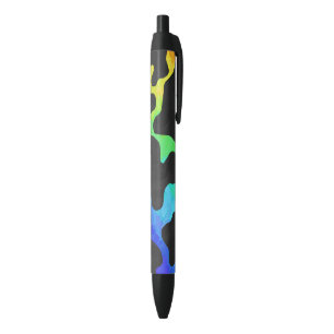 Cow Black and Rainbow Print Black Ink Pen