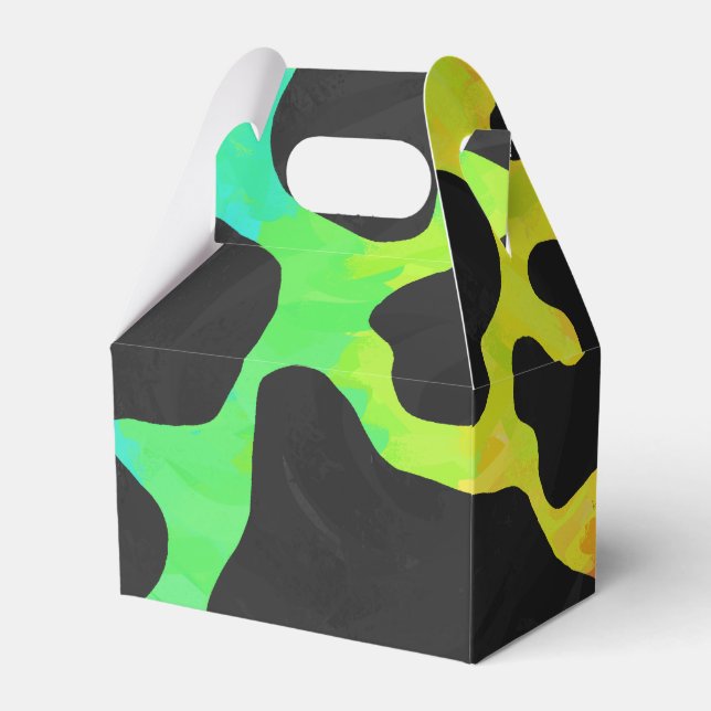 Cow Black and Rainbow Print Favor Box (Front Side)