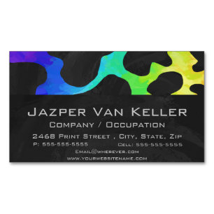 Cow Black and Rainbow Print Magnetic Business Card