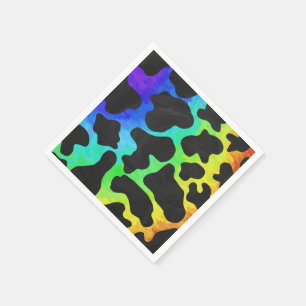 Cow Black and Rainbow Print Napkin