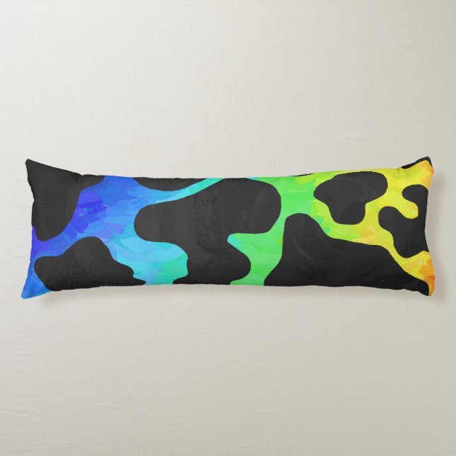 Cow Black and Rainbow Stuff Body Pillow (Front)