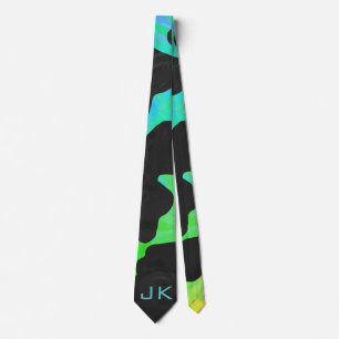 Cow Black and Rainbow Tie