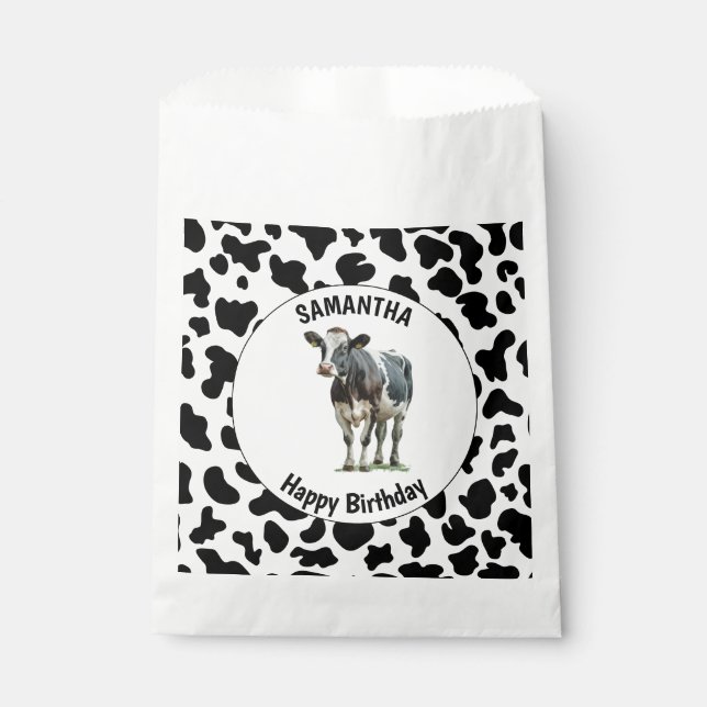Cow Black and White Favour Bag (Front)