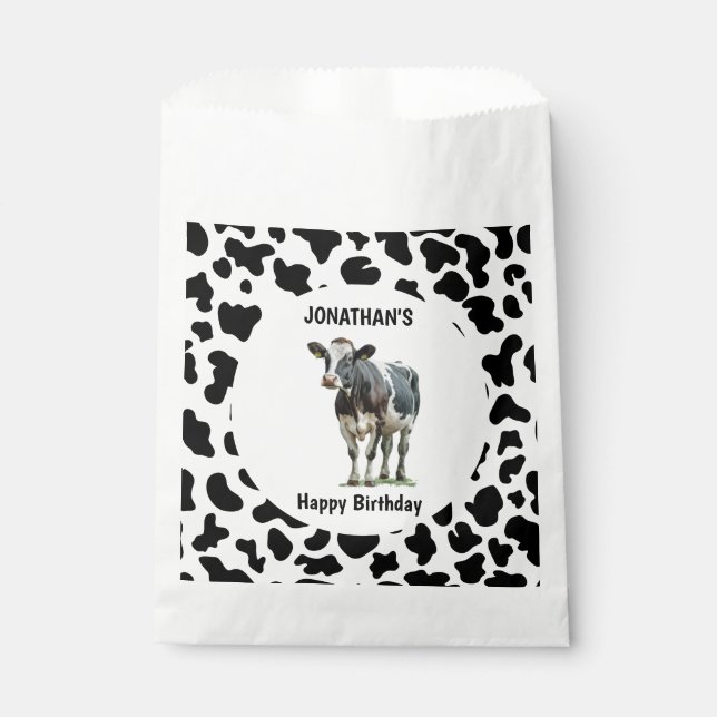 Cow  Black and white Favour Bag (Front)