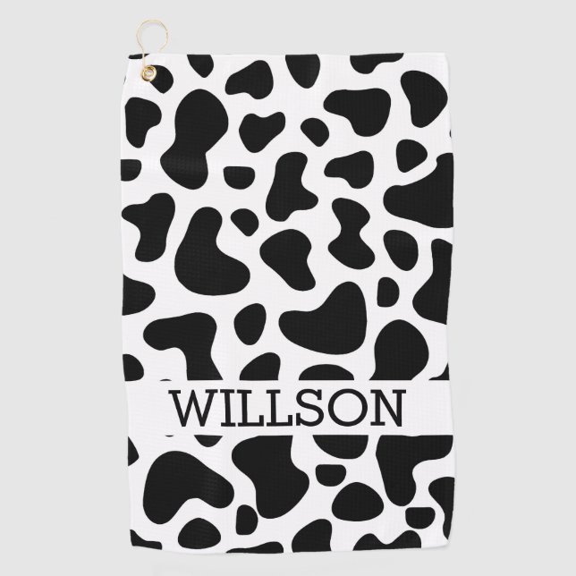 Cow Black and White Patch  Golf Towel (Front)