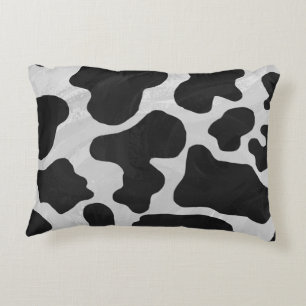Cow Black and White Print Accent Pillow