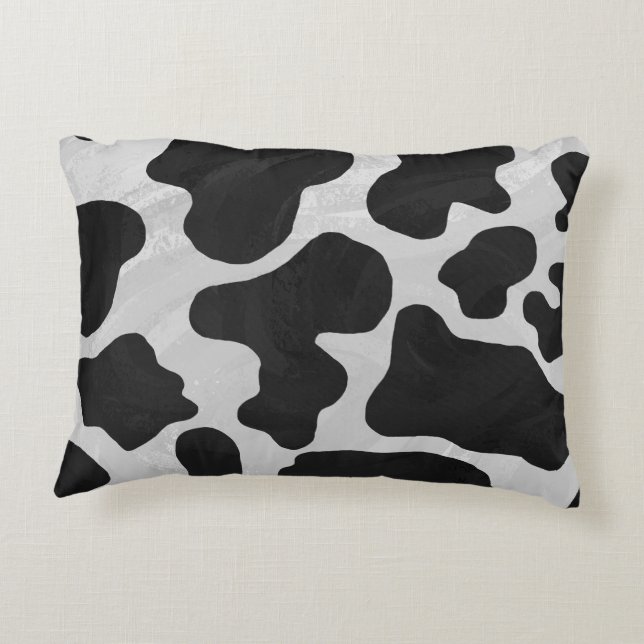 Cow Black and White Print Accent Pillow (Back)