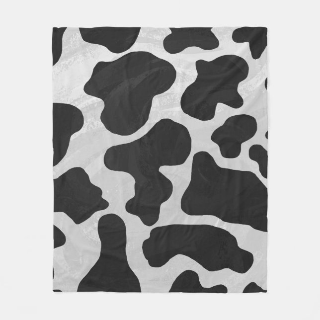 Cow Black and White Print Fleece Blanket (Front)