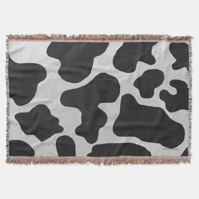 Cow Black and White Print Throw Blanket (Front)