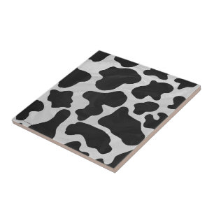 Cow Black and White Print Tile