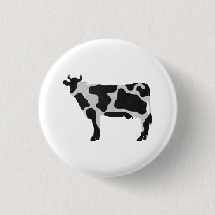 Cow Black and White Silhouette 1 Inch Round Button