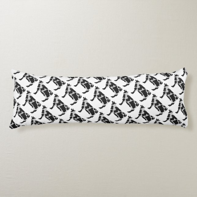 Cow Black and White Silhouette Body Pillow (Front)