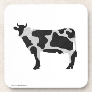 Cow Black and White Silhouette Coaster