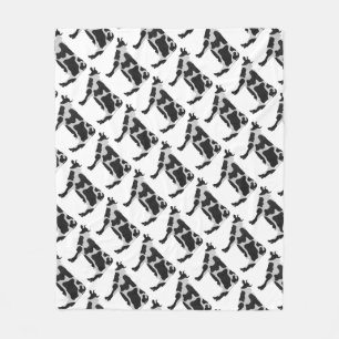 Cow Black and White Silhouette Fleece Blanket