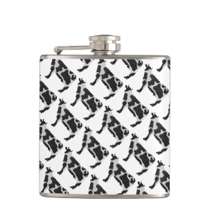 Cow Black and White Silhouette Hip Flask