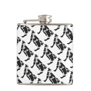Cow Black and White Silhouette Hip Flask