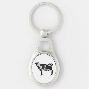 Cow Black and White Silhouette Keychain