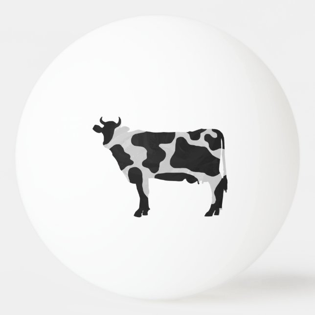 Cow Black and White Silhouette Ping Pong Ball (Back)