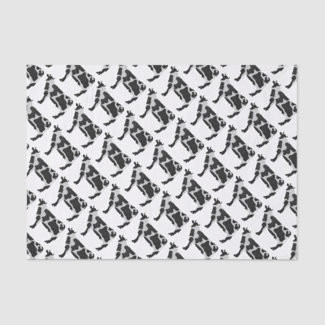 Cow Black and White Silhouette Tissue Paper (Front)