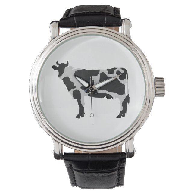 Cow Black and White Silhouette Watch (Front)