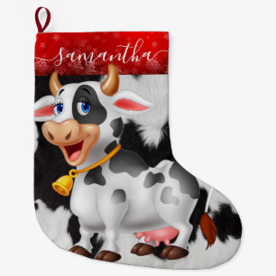 Cow Black White Christmas Stocking