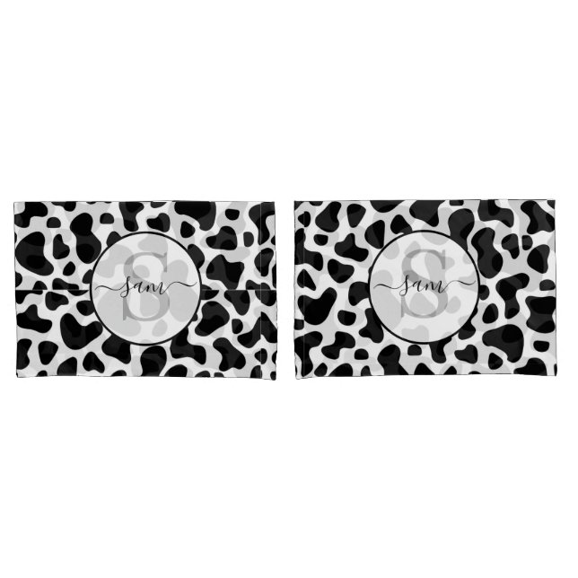 Cow Black White patch's Monogram  Pillowcase (Front-Set)