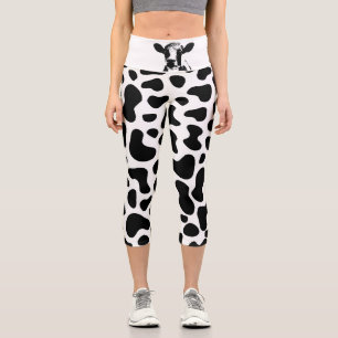 cow black white spots capri leggings