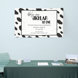Cow Black White Spots Fur Banner