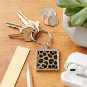 Cow Black White Spots Fur Keychain