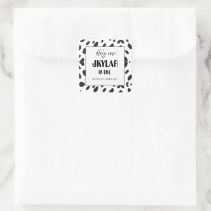 Cow Black White Spots Fur Square Sticker