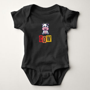 Cow blk baby bodysuit