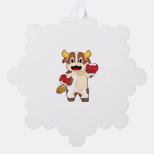 Cow Boxer Boxing gloves Boxing Ornament Card