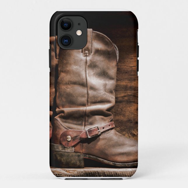 Cow Boy Boots Spur Country Rope Wood IPHONE 5 Case (Back)