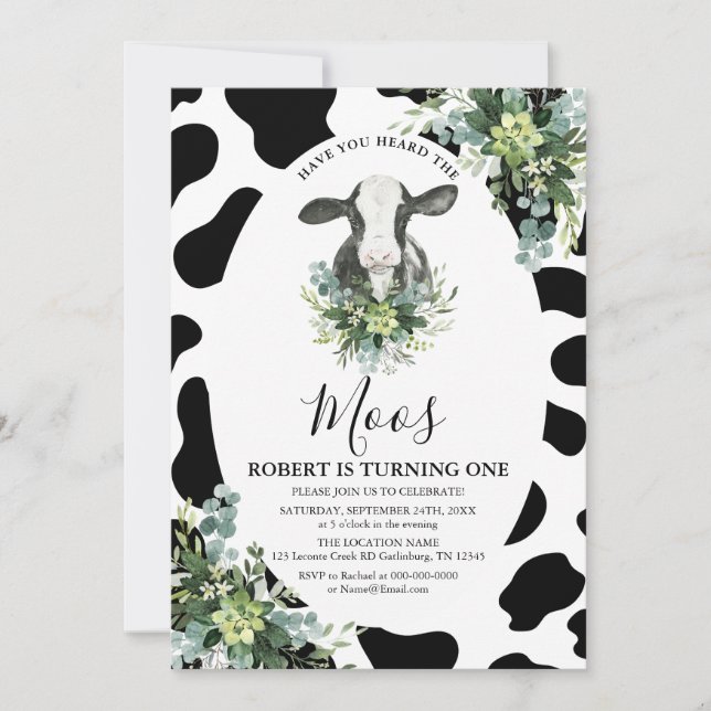 Cow Boy Have You Heard Moos Birthday Invitation (Front)