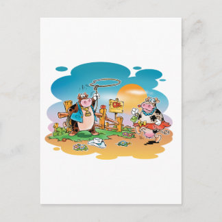 Cow-boys and Cow-girls Postcard