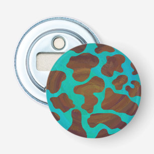 Cow Brown and Teal Print Bottle Opener