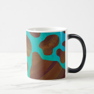 Cow Brown and Teal Print Magic Mug