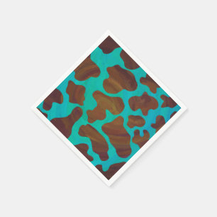 Cow Brown and Teal Print Napkin