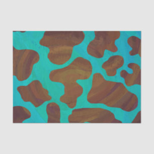 Cow Brown and Teal Print Tissue Paper