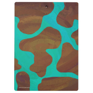Cow Brown and Teal Silhouette Clipboard