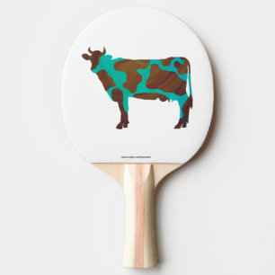 Cow Brown and Teal Silhouette Ping Pong Paddle