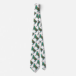 Cow Brown and Teal Silhouette Tie