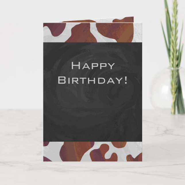 Cow Brown and White Monogram Card (Front)