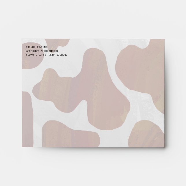 Cow Brown and White Monogram Envelopes (Front)