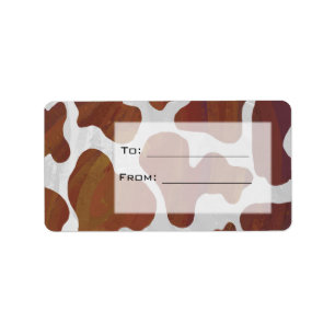 Cow Brown and White Monogram Label